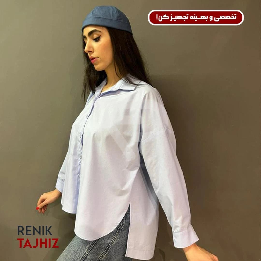 شومیز طرح اسکاتلندی فری سایز آبی 1034 RENIK — تصویر ۲