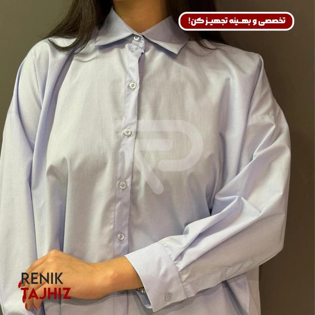 شومیز طرح اسکاتلندی فری سایز آبی 1034 RENIK — تصویر ۴