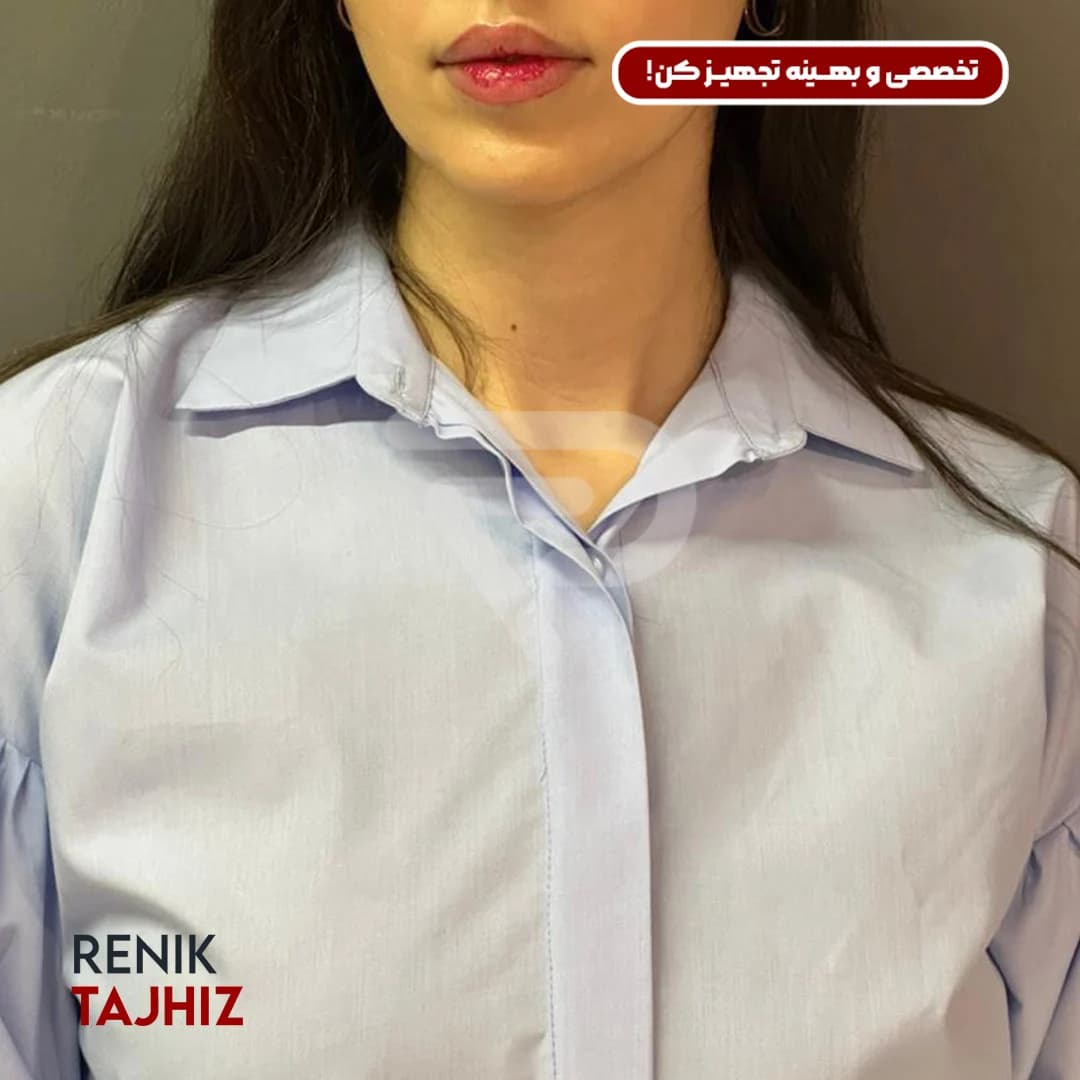 شومیز آستین پلیسه فری سایز آبی 1034 RENIK — تصویر ۲