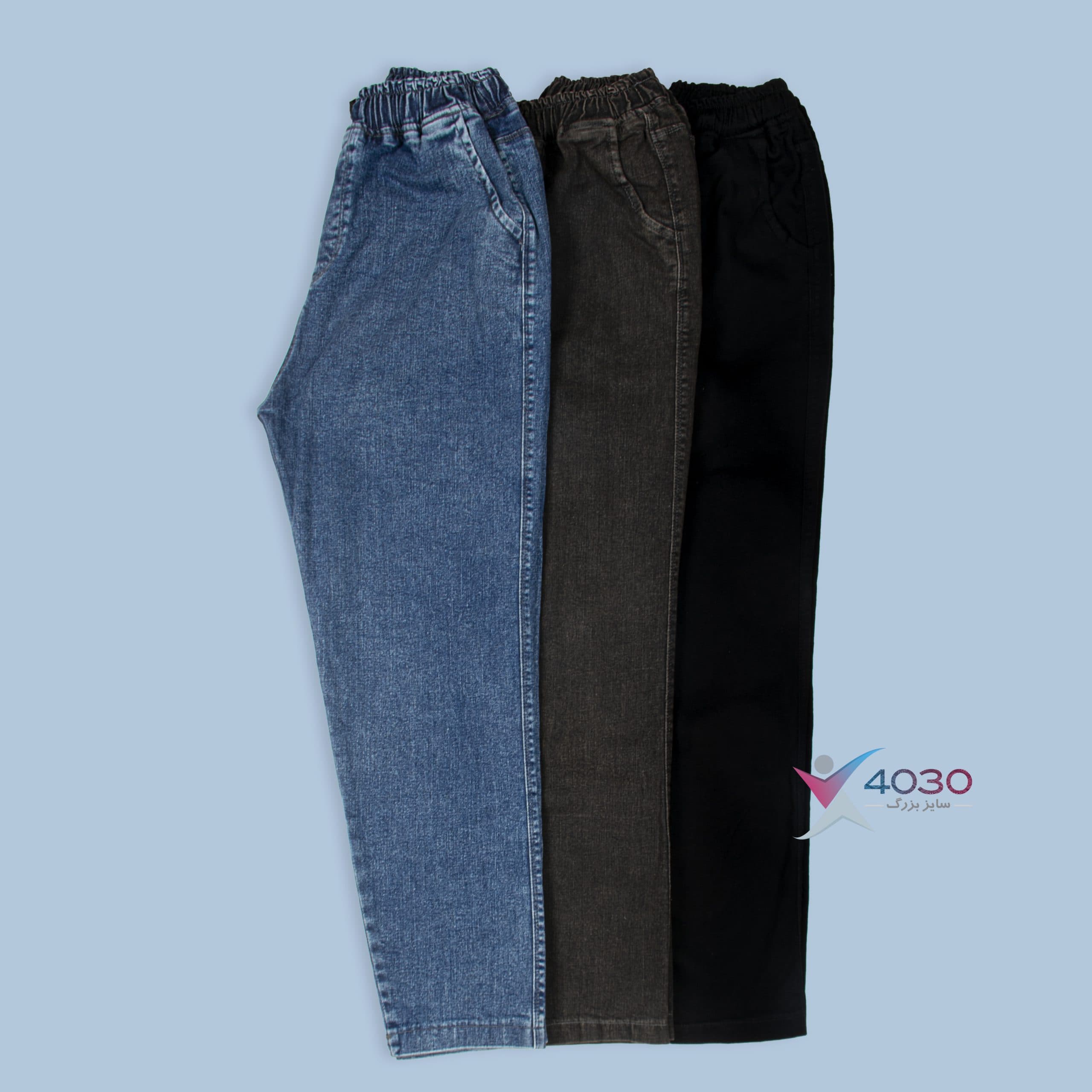 شلوار جین کمرکش Denim Slash سایزبزرگ ( 3830 )