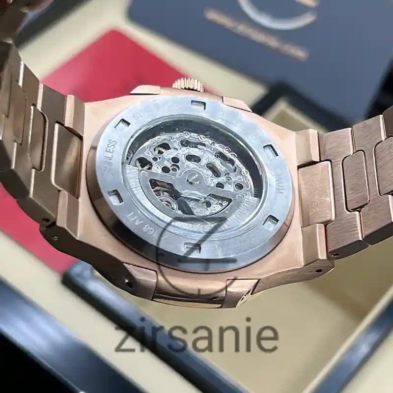 ساعت مچی مردانه پتک فیلیپ ناتیلوس اسکلتون اتومات رزگلد صفحه آبی Patek Philippe Nautilus Skeleton Automatic RoseGold Blue Screen — تصویر ۸
