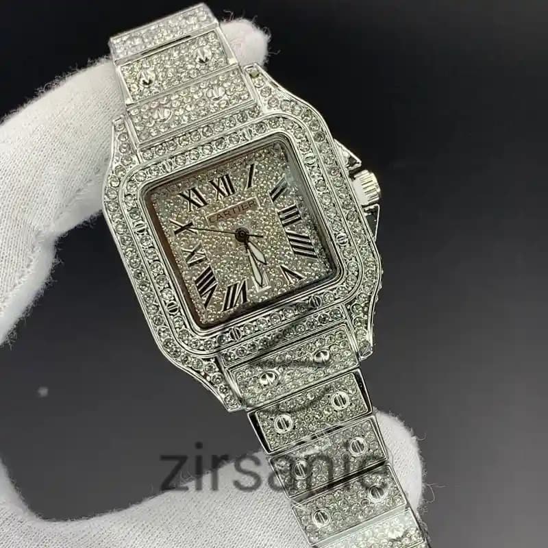 ساعت مچی زنانه کارتیر فول نگین سیلور (تک و ست) Cartier Full Daimand Silver — تصویر ۲