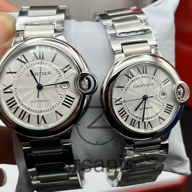 ساعت مچی کارتیر بالن بلو اتومات سیلور صفحه سفید (ست) Cartier Ballon Bleu Automat Silver White Screen — تصویر ۲