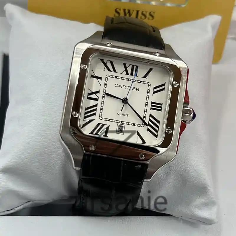ساعت مچی مردانه کارتیر د سانتوز سیلور صفحه سفید Cartier de Santos Metal Silver White screen — تصویر ۳