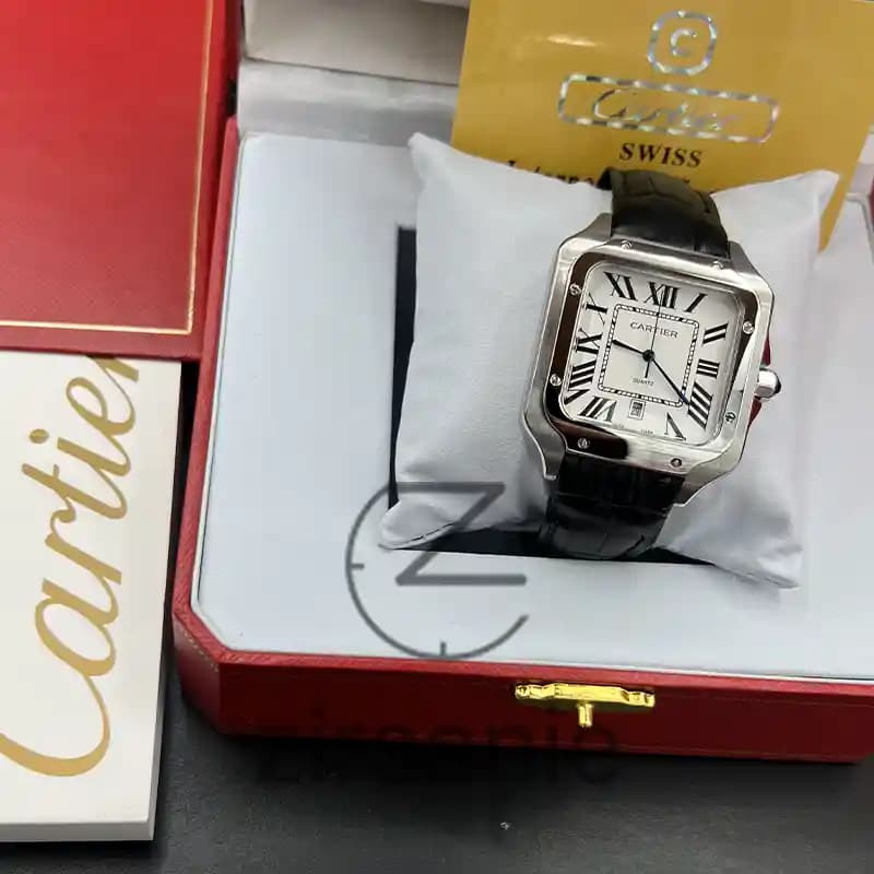 ساعت مچی مردانه کارتیر د سانتوز سیلور صفحه سفید Cartier de Santos Metal Silver White screen — تصویر ۲