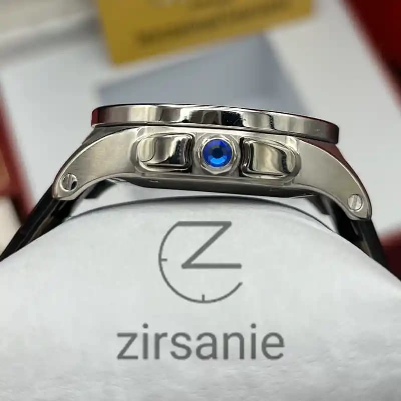 ساعت مچی مردانه کارتیر کالیبر کرنورا سیلور بند چرم Cartier Calibre de Cartier Chronograph Silver Leather Strap — تصویر ۶
