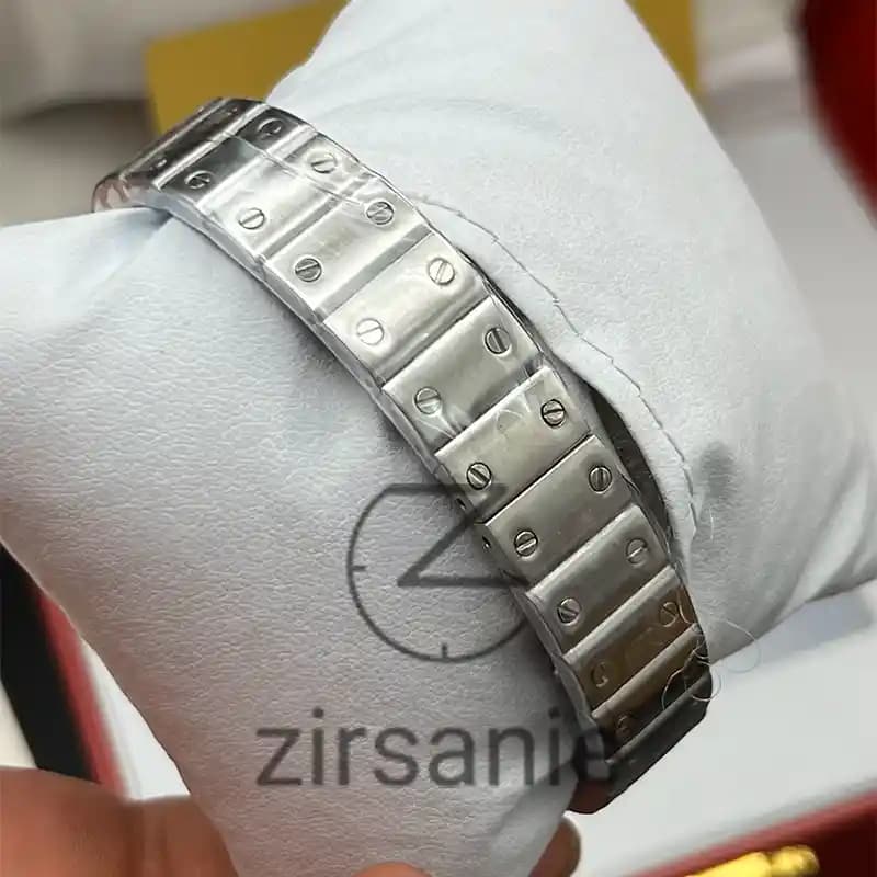 ساعت مچی زنانه کارتیر د سانتوز سیلور صفحه سبز Cartier de Santos Metal Silver Green screen — تصویر ۴