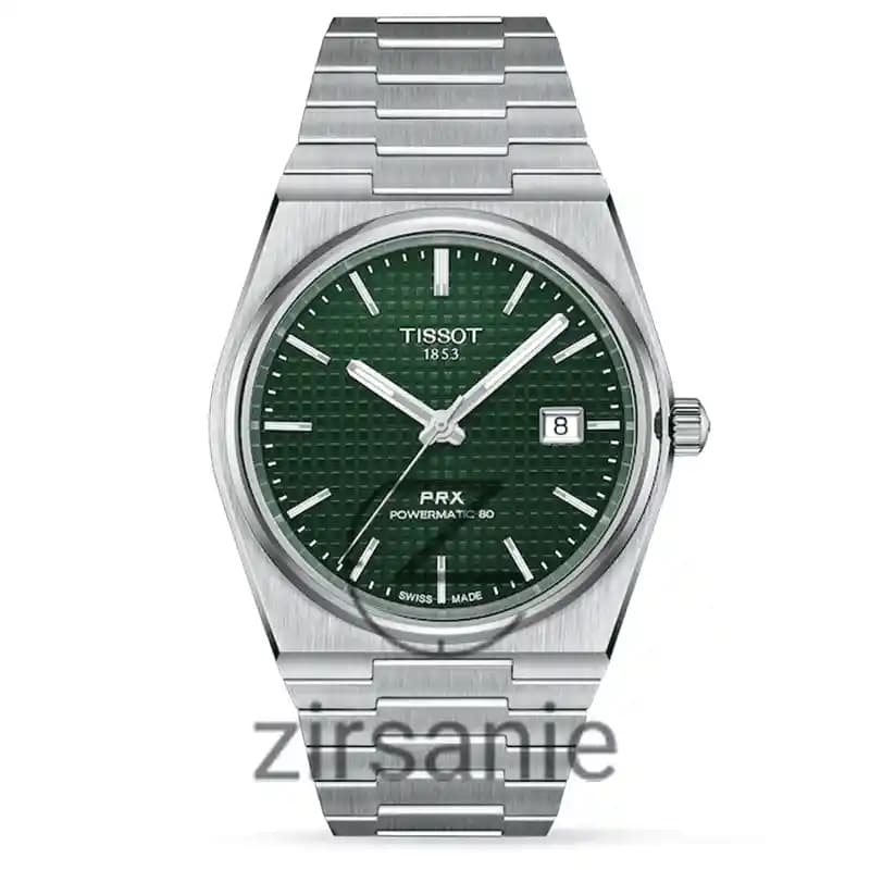 ساعت مچی مردانه تیسوت اتومات سیلور صفحه سبز Tissot PRX Powermatic 80 Automat Silver Green