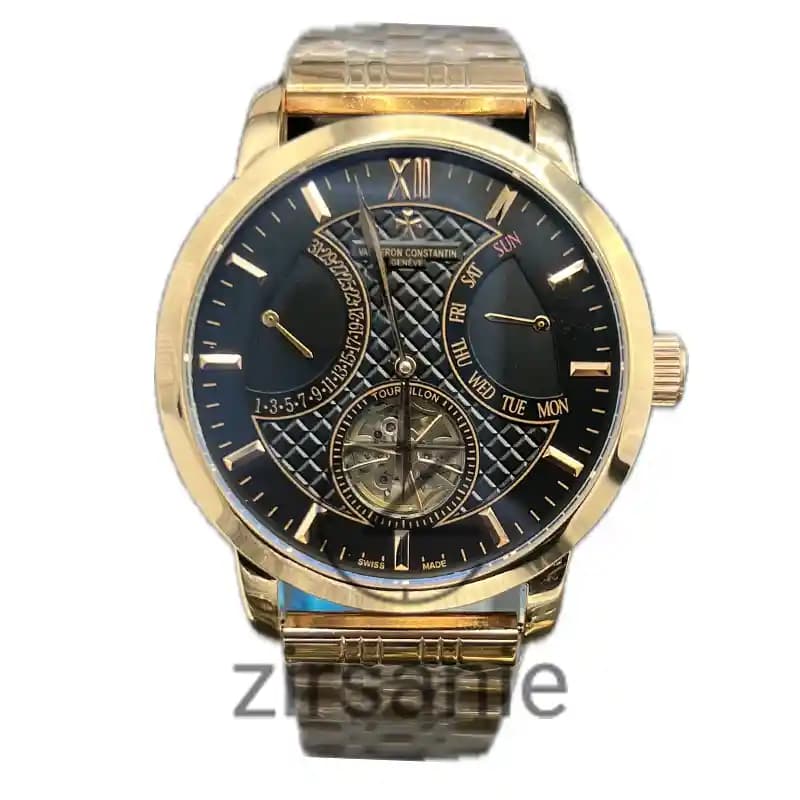 ساعت مچی مردانه واشرون کنستانتین توربیون اتومات رزگلد صفحه مشکی Vacheron Constantin Tourbillon Automatic Rosegold Black Screen