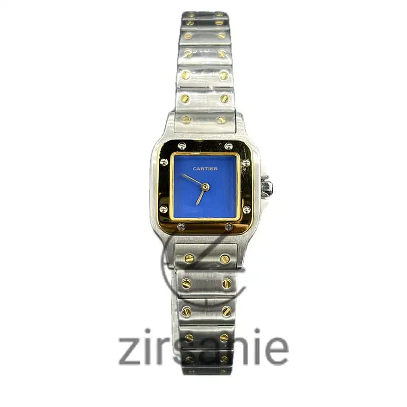 ساعت مچی زنانه کارتیر د سانتوز Cartier de Santos Metal Silver Gold Blue screen
