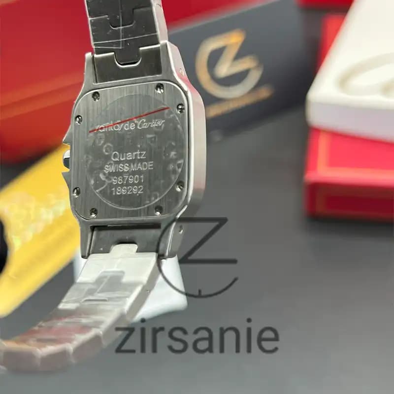 ساعت مچی زنانه کارتیر د سانتوز Cartier de Santos Metal Silver Gold Green screen — تصویر ۴