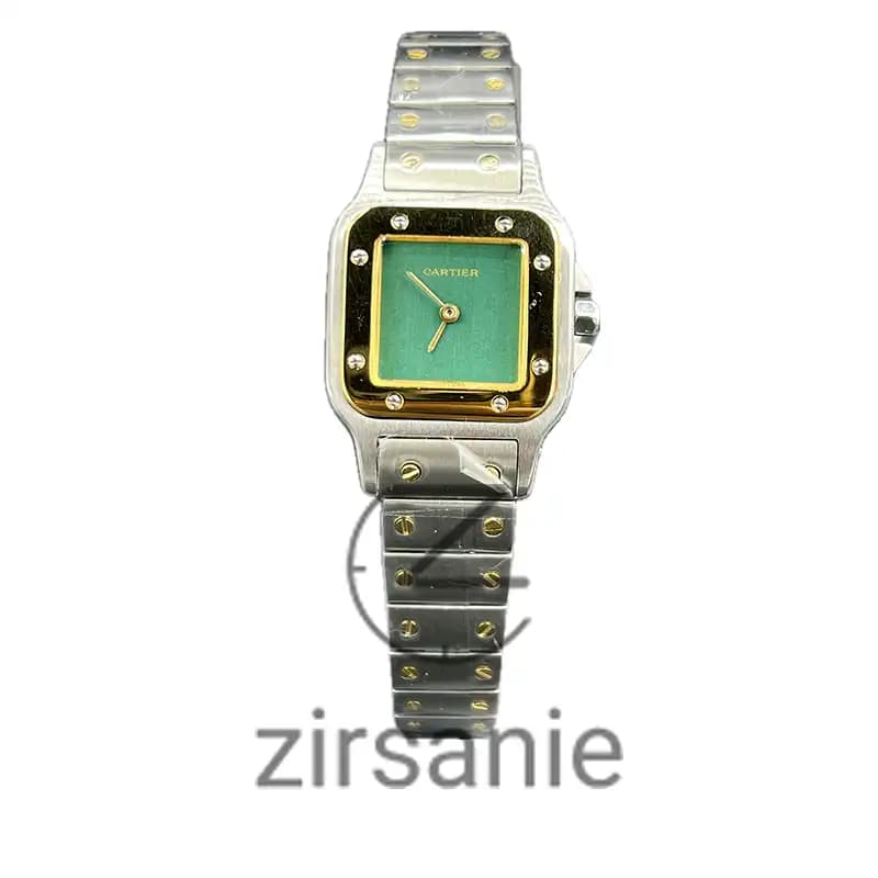 ساعت مچی زنانه کارتیر د سانتوز Cartier de Santos Metal Silver Gold Green screen