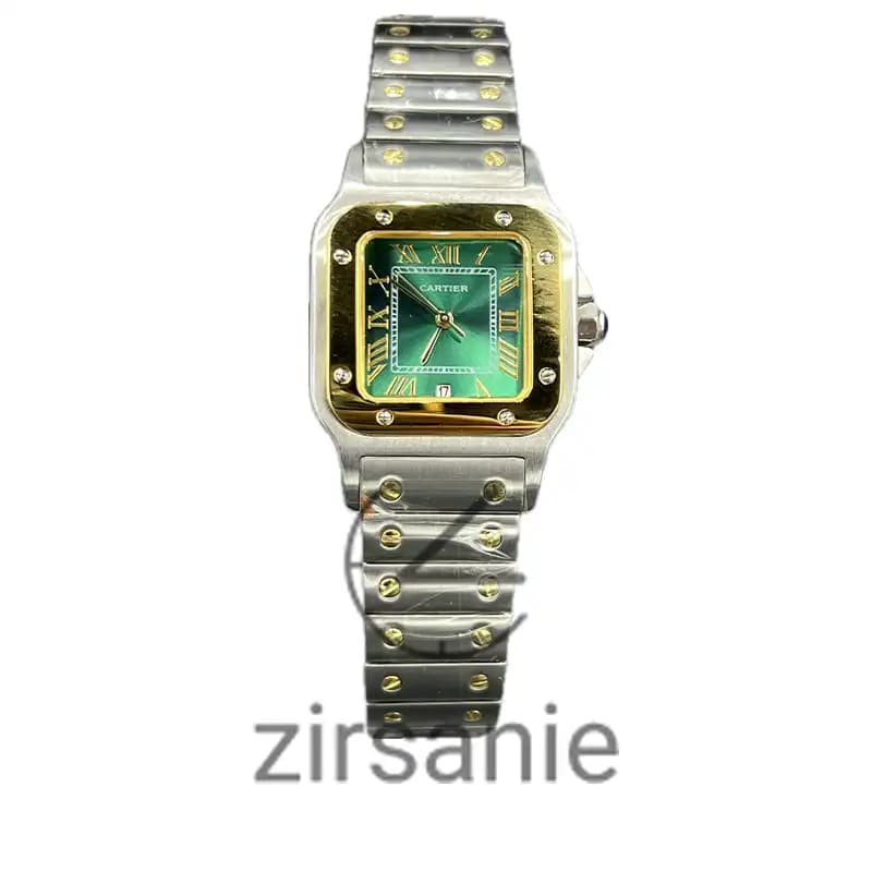 ساعت مچی زنانه کارتیر د سانتوز Cartier de Santos Metal Silver Gold Green screen — تصویر ۷