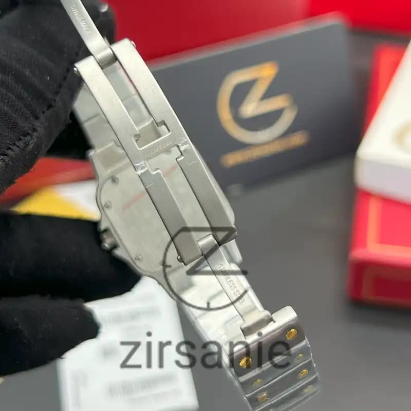 ساعت مچی زنانه کارتیر د سانتوز Cartier de Santos Metal Silver Gold Green screen — تصویر ۲