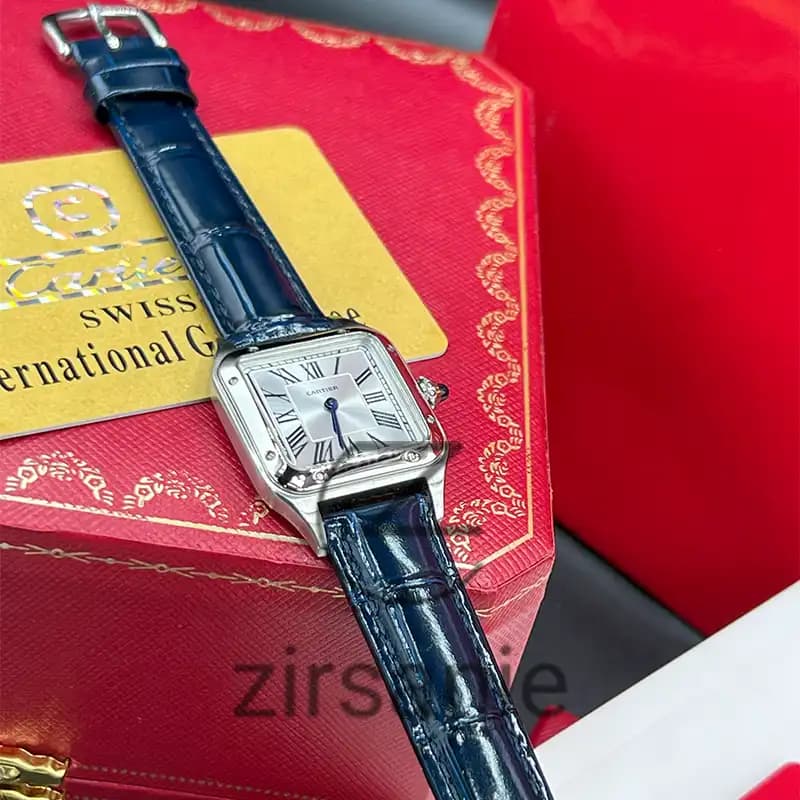 ساعت مچی زنانه کارتیر د سانتوز Cartier de Santos Leather Strap Blue — تصویر ۲