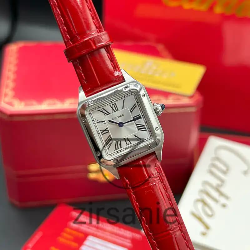 ساعت مچی زنانه کارتیر د سانتوز Cartier de Santos Leather Strap Red — تصویر ۲