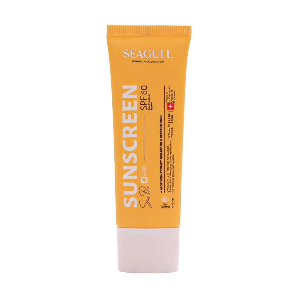 کرم ضد آفتاب سی گل SPF60 فاقد چربی ۵۰ میلی لیتر (طرح قدیم) Seagull Tinted Sunscreen SPF 60 cream Oil Free 50 ml — تصویر ۳