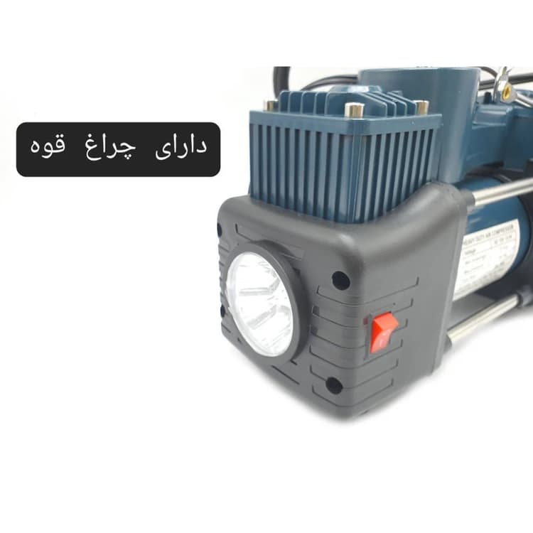 کمپرسور باد فندکی دو سیلندر لوازم دار و چراغدار باس BOSS — تصویر ۳