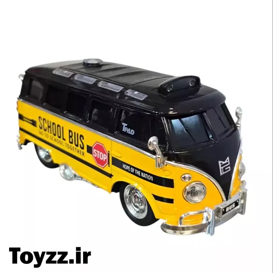 ماکت ماشین فولکس واگن چراغدار موزیکال و دودزا مدل SCHOOL BUS — تصویر ۲
