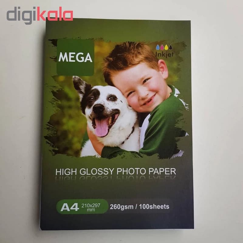 کاغذ فتوگلاسه ضدآب پشت مارکدار 260 گرم سایز A4 بسته 100 عددی مگا Mega — تصویر ۳