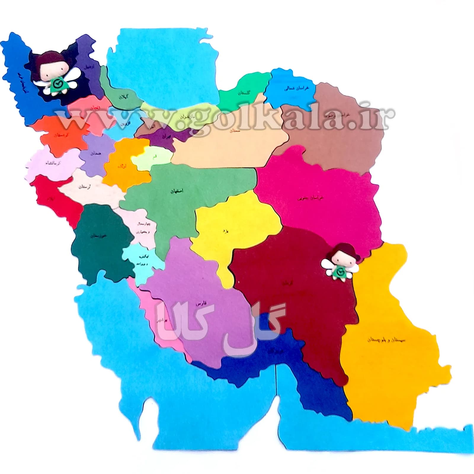 نقشه ایران آموزشی نمدی مگنتی | استانهای جداشدنی گلکالا