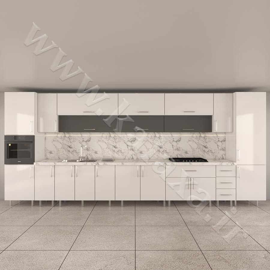 کابینت پله ای آماده هایگلاس ایرانی 5/2 متری دستگیره ای + کابینت فر