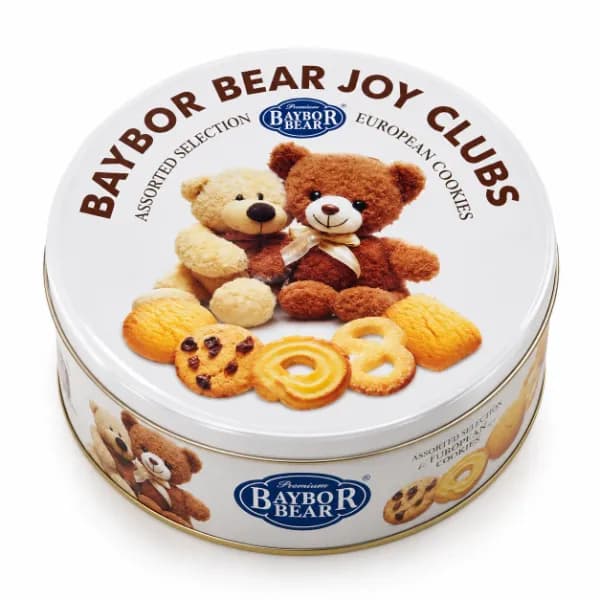 بیسکویت کوکی کره ای گاودین قوطی فلزی 208 گرم مدل Bay Bor Bear سفید — تصویر ۲