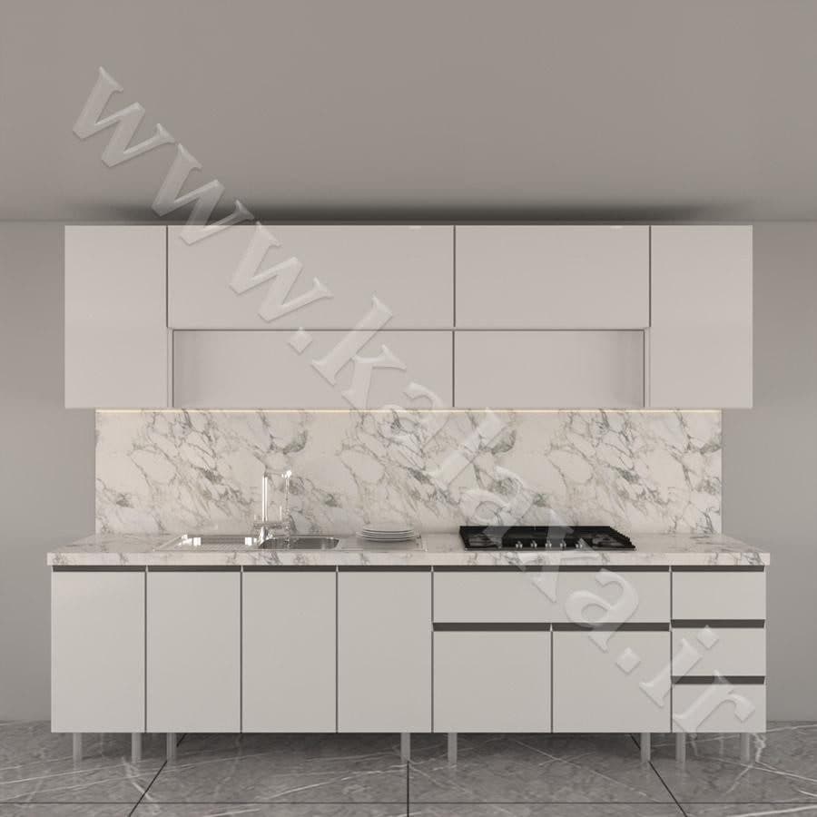 کابینت پله ای آماده هایگلاس ایرانی ۳ متری دستگیره مخفی