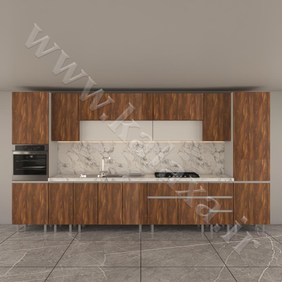 کابینت پله ای آماده ام دی اف 4/2متری دستگیره مخفی+کابینت ایستاده و فر — تصویر ۲