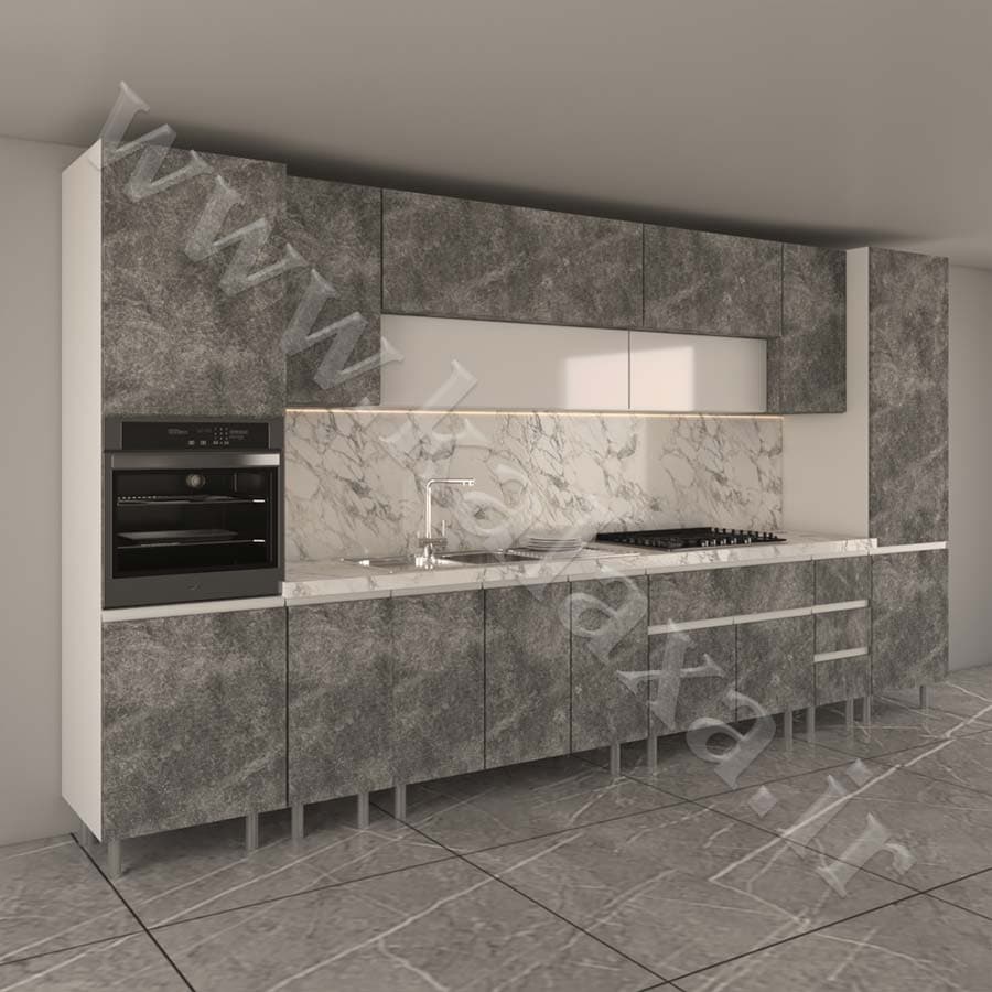 کابینت پله ای آماده ام دی اف 4/2متری دستگیره مخفی+کابینت ایستاده و فر — تصویر ۶