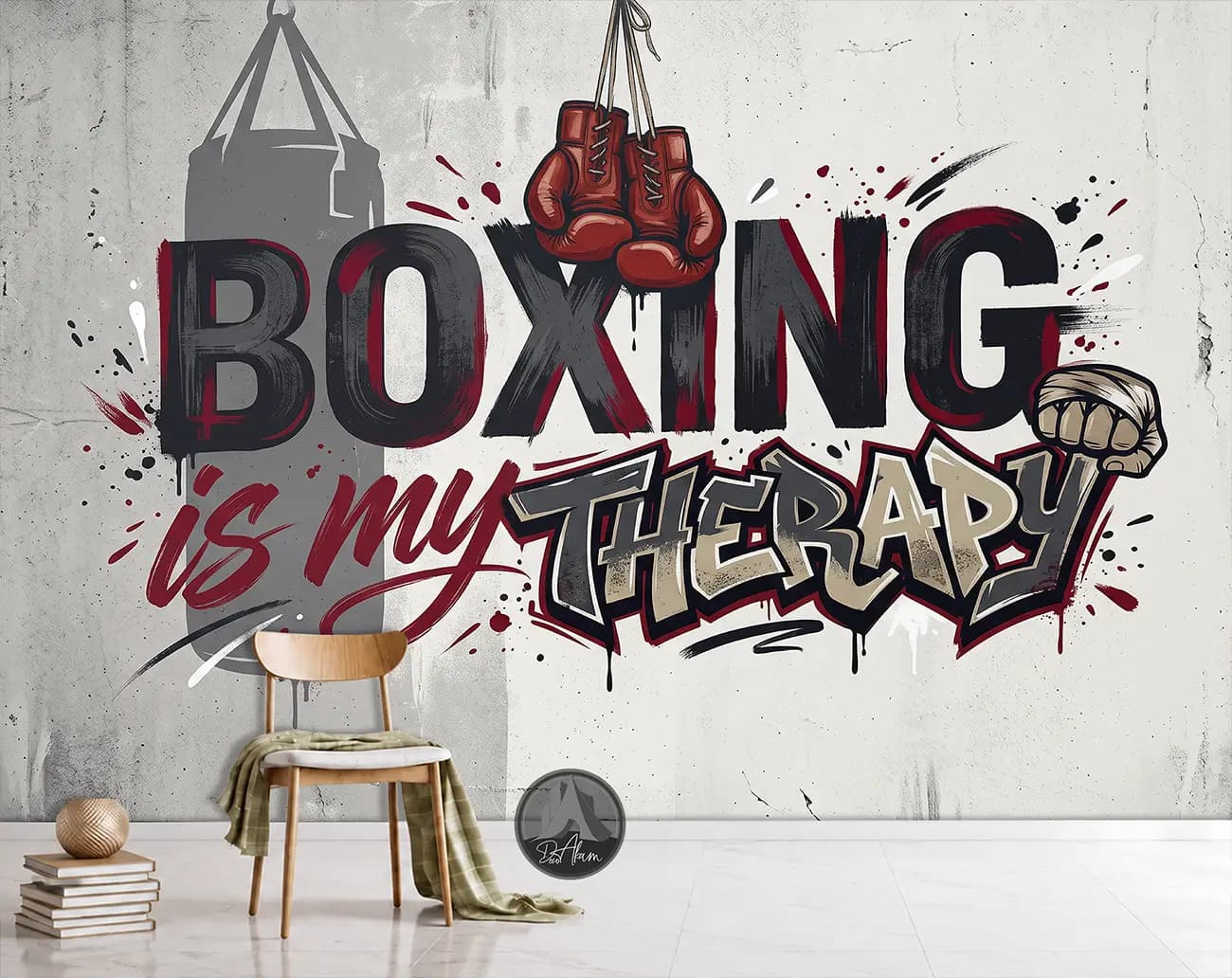پوستر دیواری تایپوگرافی بوکس BOXING IS MY THERAPY کد DA-(8040) — تصویر ۲