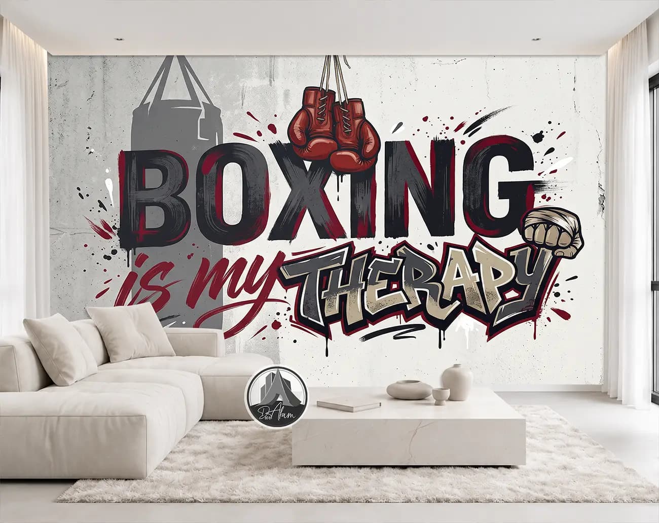 پوستر دیواری تایپوگرافی بوکس BOXING IS MY THERAPY کد DA-(8040) — تصویر ۴