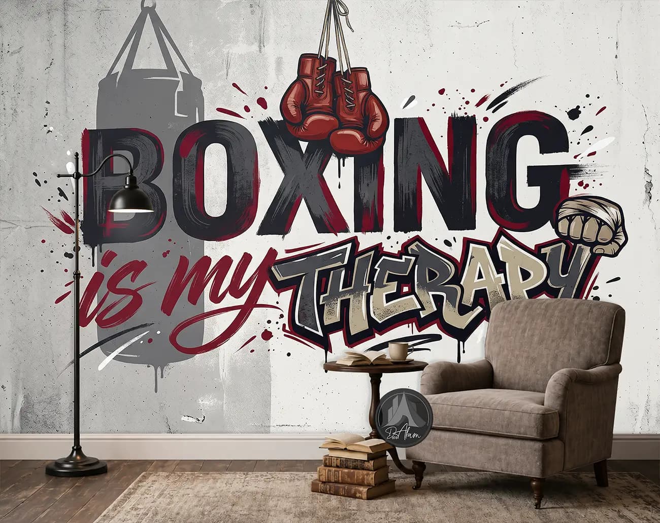 پوستر دیواری تایپوگرافی بوکس BOXING IS MY THERAPY کد DA-(8040) — تصویر ۳