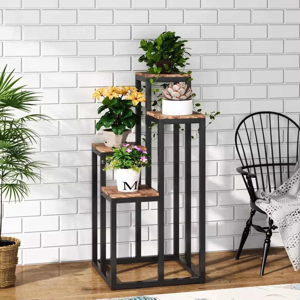 پایه گلدان فلزی آهنی با صفحه چوب یا mdf مدل ht1650 — تصویر ۲