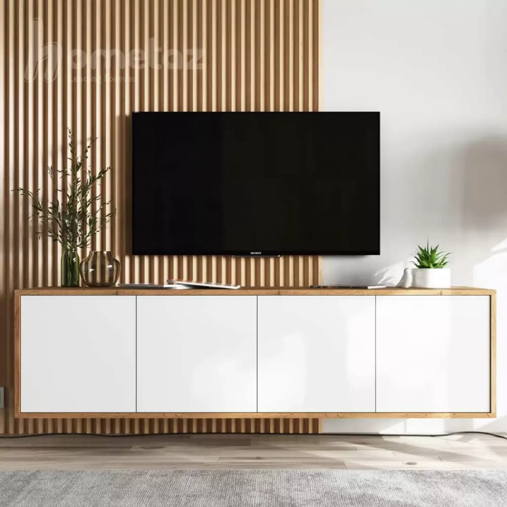 میز تلویزیون دیواری 4 کمد 2 طبقه ای mdf مدل ht2119 — تصویر ۴