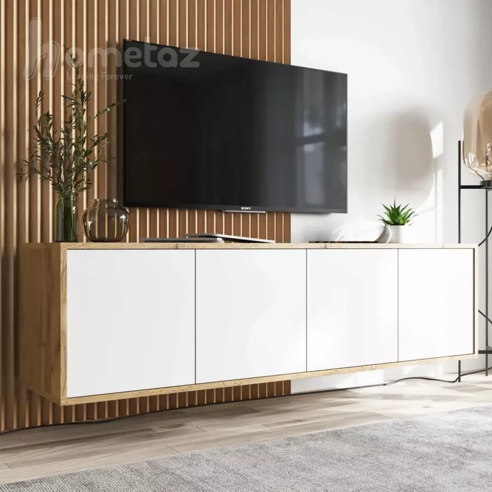 میز تلویزیون دیواری 4 کمد 2 طبقه ای mdf مدل ht2119 — تصویر ۳