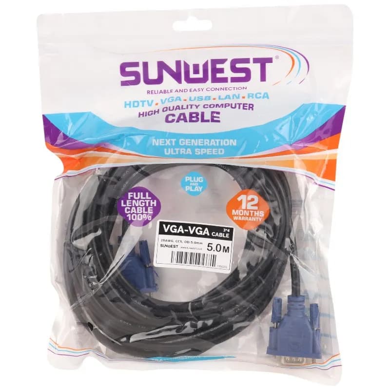 کابل VGA 3+4 سان وست Sunwest طول 5 متر — تصویر ۹