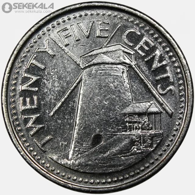سکه 25 سنت کمیاب باربادوس 2008
