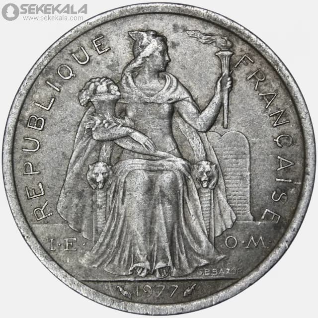سکه 2 فرانک پولینزی 1977(مستعمرات فرانسه) — تصویر ۲