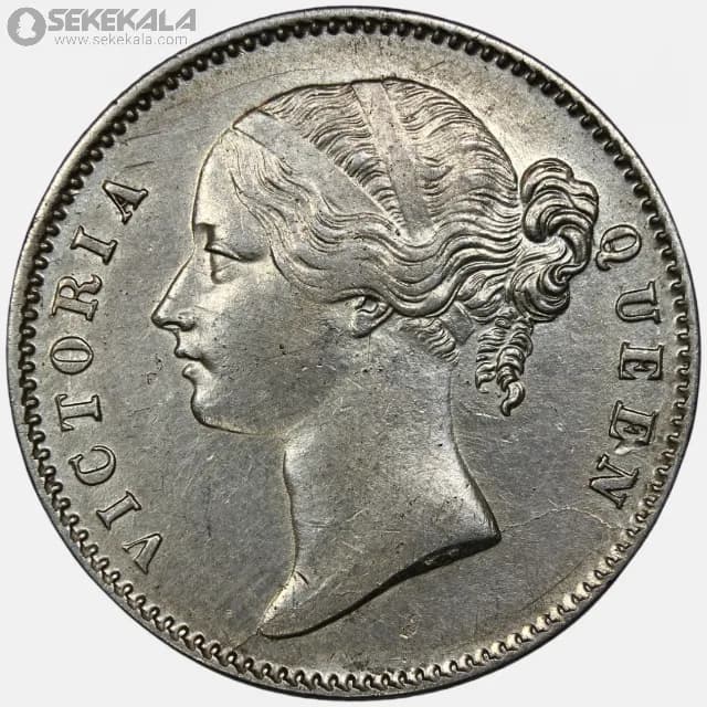 سکه 1 روپیه نقره کمپانی هند شرقی مستعمره بریتانیا 1840 (ملکه ویکتوریا)(بسیار کمیاب)