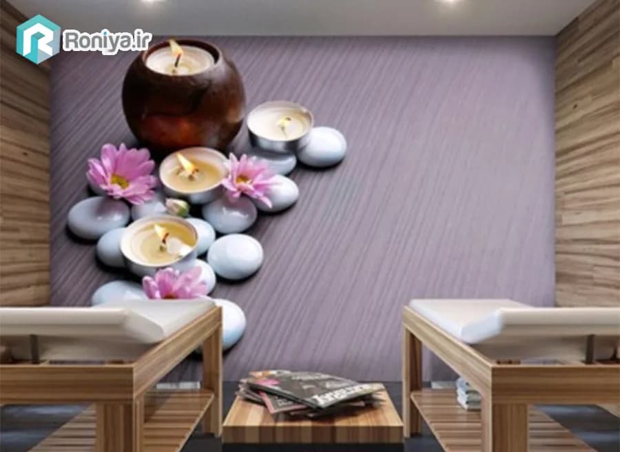پوستر دیواری سه بعدی سالن ماساژ طرح شمع