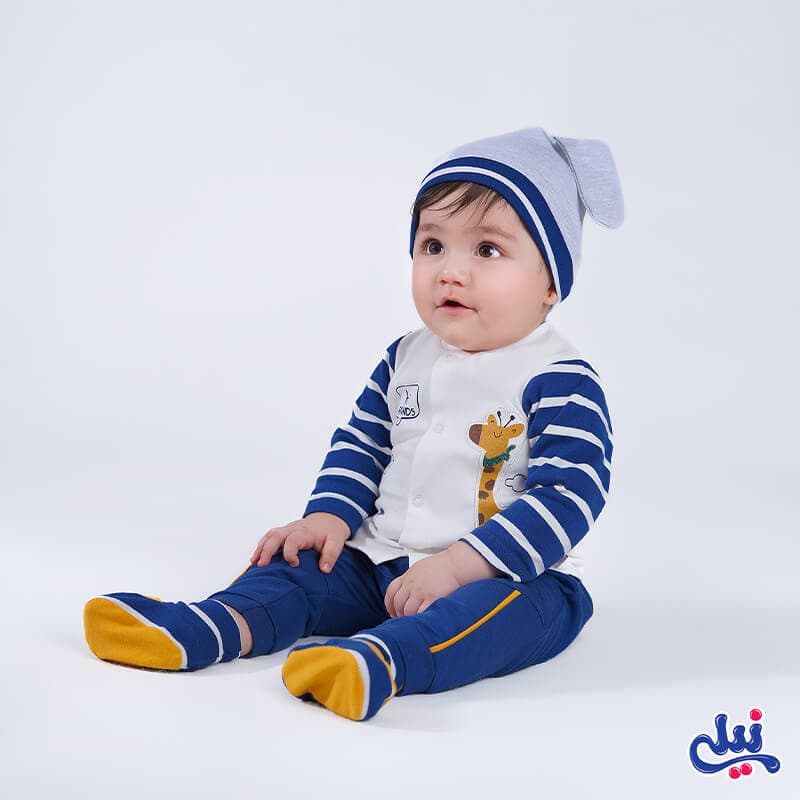 بلوز جلو دکمه دار (مانتو) آستین بلند نوزاد پسرانه طرح بست فرندز نیلی Nili Best Friends — تصویر ۲