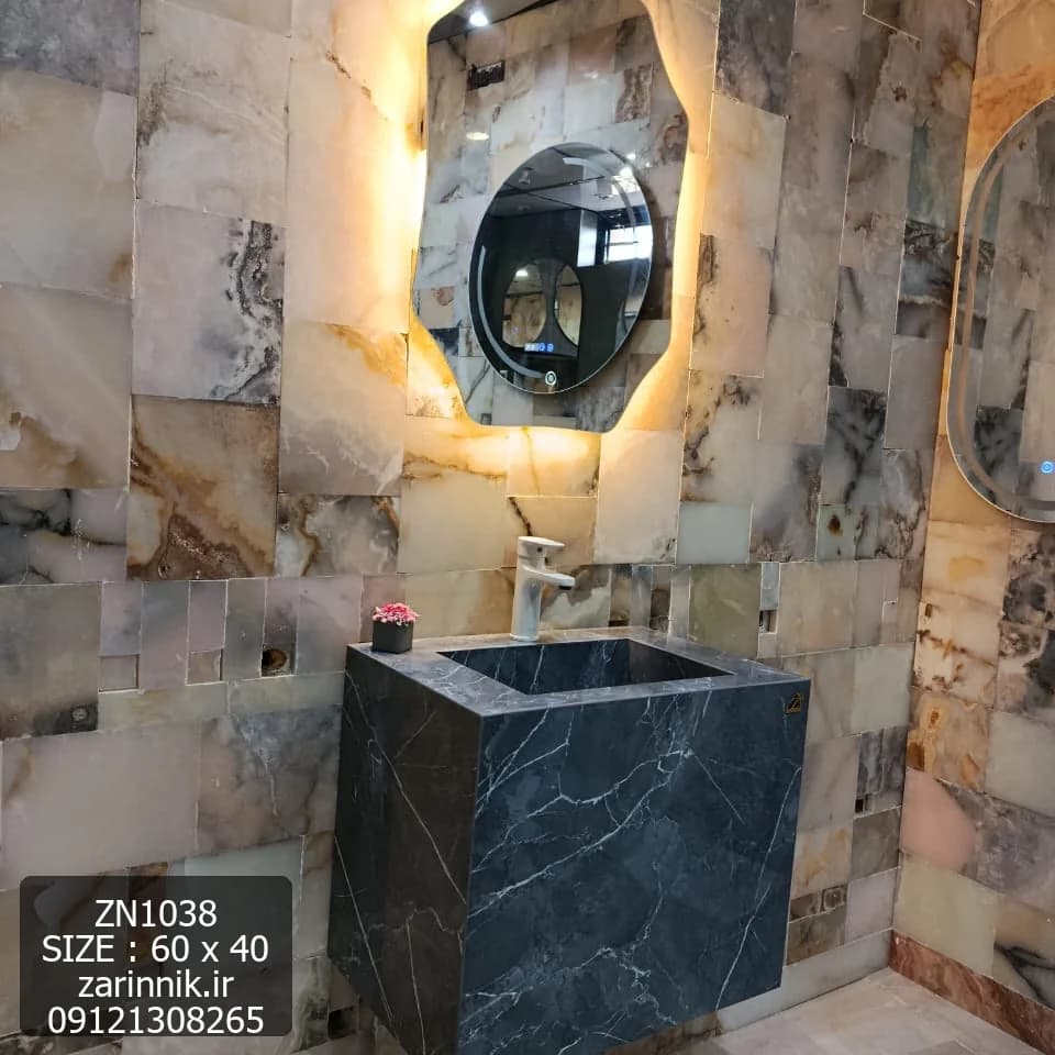 روشویی سرامیکی ساده دیواری 40×60 طوسی زرین نیک کد ZN1038 — تصویر ۴