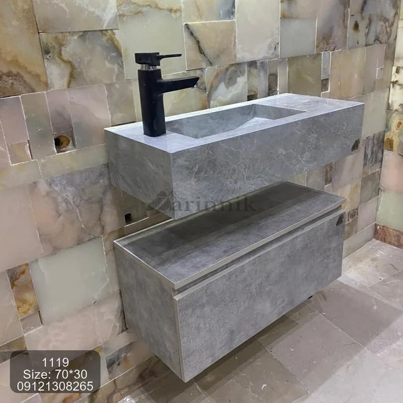 روشویی سرامیکی 30*70 با کابین زرین نیک کد ZN1119 — تصویر ۲