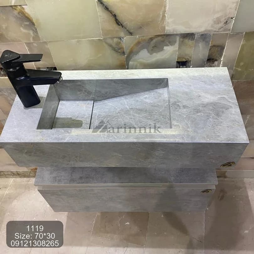 روشویی سرامیکی 30*70 با کابین زرین نیک کد ZN1119 — تصویر ۳