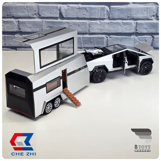 ماکت تسلا سایبرتراک باکمپر نقره ای چِژی(Tesla Cybertruck Chezhi)مقیاس: 1/24 — تصویر ۲