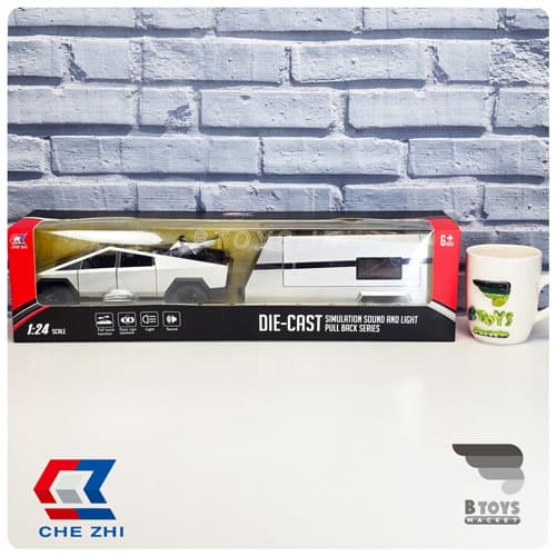 ماکت تسلا سایبرتراک باکمپر نقره ای چِژی(Tesla Cybertruck Chezhi)مقیاس: 1/24 — تصویر ۳