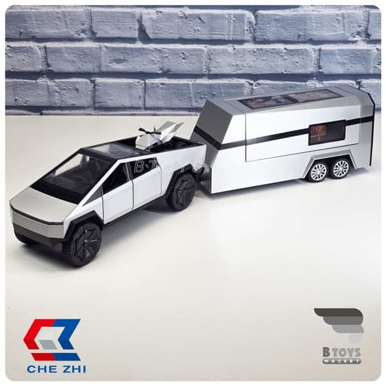 ماکت تسلا سایبرتراک باکمپر نقره ای چِژی(Tesla Cybertruck Chezhi)مقیاس: 1/24