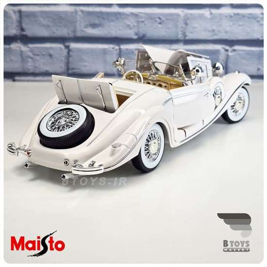 ماکت مرسدس بنز کا 500 1936 سفید مایستو(Mercedes Benz 500 K Typ Specialroadster 1936 Maisto) — تصویر ۲