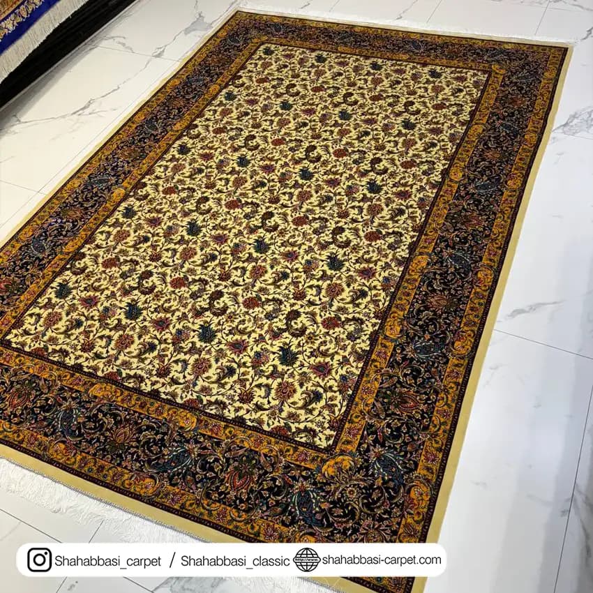 فرش تمام ابریشم کد 53 کرم — تصویر ۲
